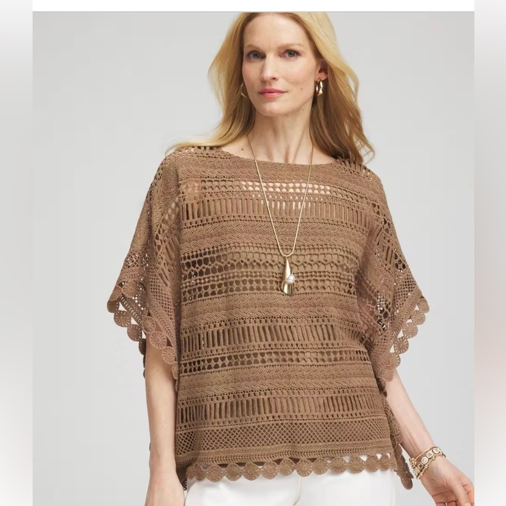 Chico's Brown Crochet Poncho
